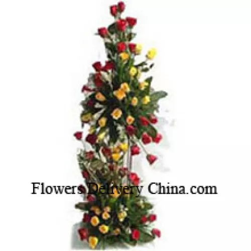 4 Feet Tall Arrangement Of 150 Red Roses And 150 Yellow Roses