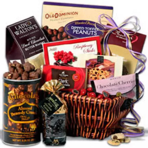 A Perfect White Day Gift Basket Having Chocolate Almond Pecan-dy Crunch, Dark Chocolate Signature Bar, Dark Rasp Sticks, Dipped Toffee Peanuts, Dark Chocolate Butter Wafers, Dark Chocolate Raisins, Chocolate Chunk Shortbread Cookies, Milk Chocolate Almond Butter Crunch And Chocolate Covered Cherries  (Please Note That We Reserve The Right To Substitute Any Product With A Suitable Product Of Equal Value In Case Of Non-Availability Of A Certain Product)